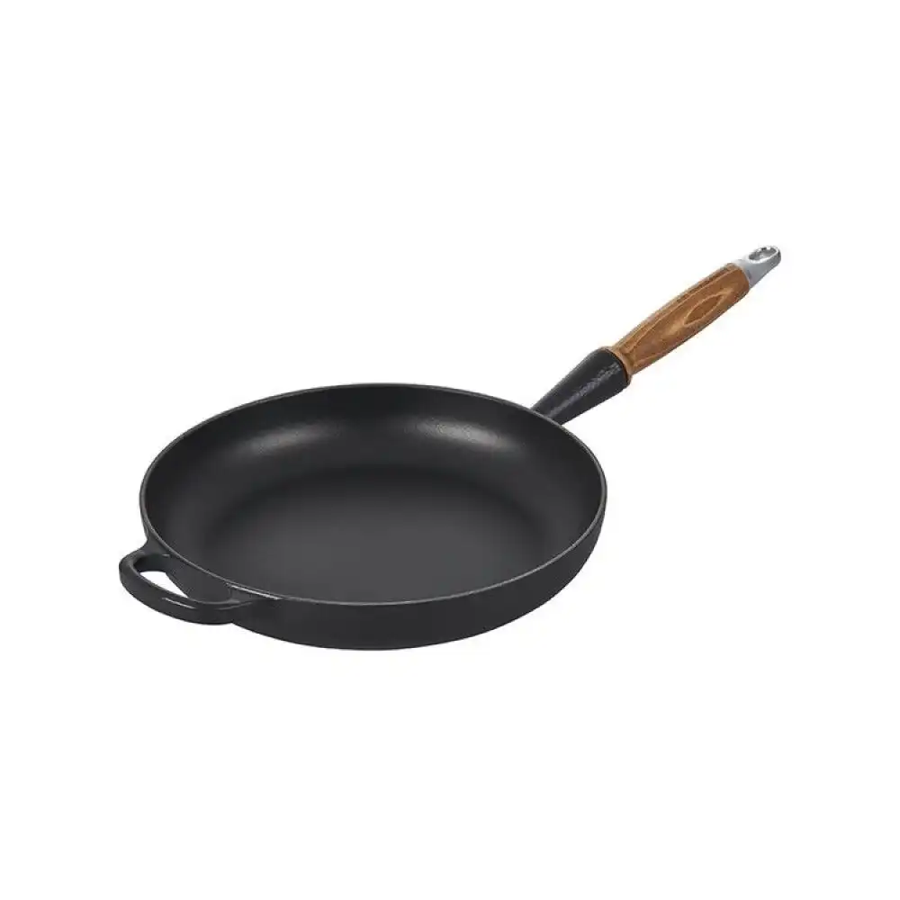 Alternative view of Le Creuset Alpine Collection 10.25" Round Fry Pan with Wood Handle | Licorice
