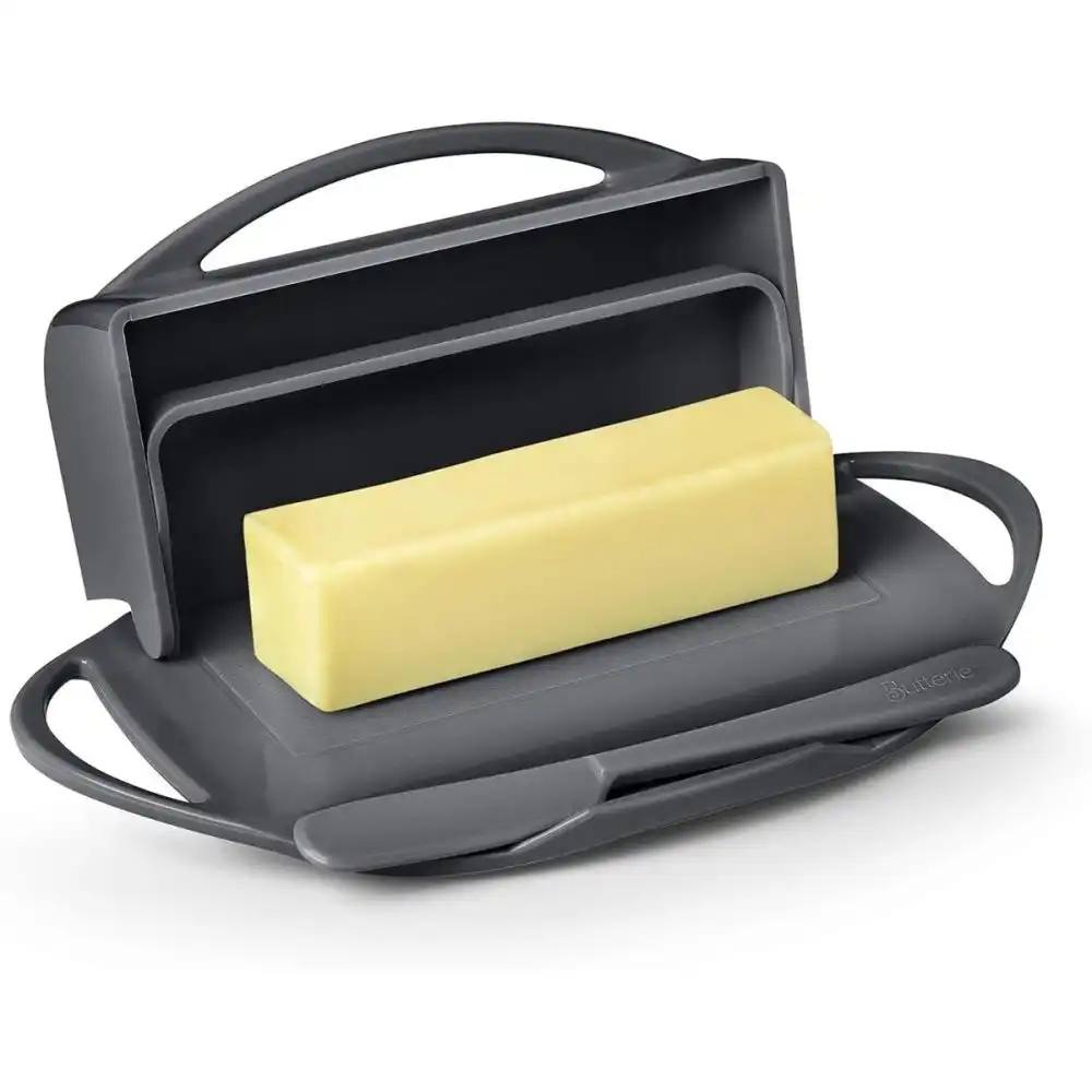 Alternative view of Butterie Butter Dish with Attached Flip-Top Lid | Gray