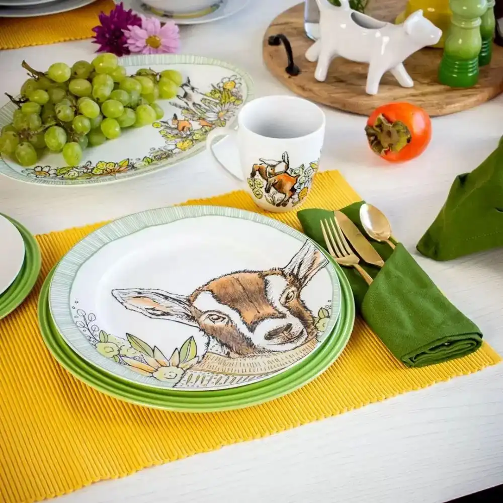 Alternative view of Everything Kitchens Barnyard Baby Animals 10.5" Dinner Plate | "Caprine Caper Goats" - Kid