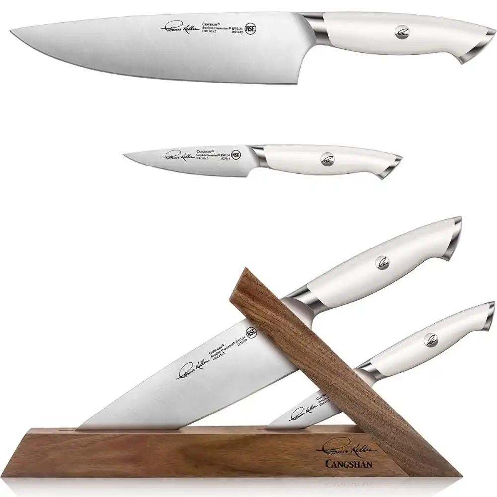 Alternative view of Cangshan Cutlery Thomas Keller Signature White Collection TAI 3-Piece Knife Block Set