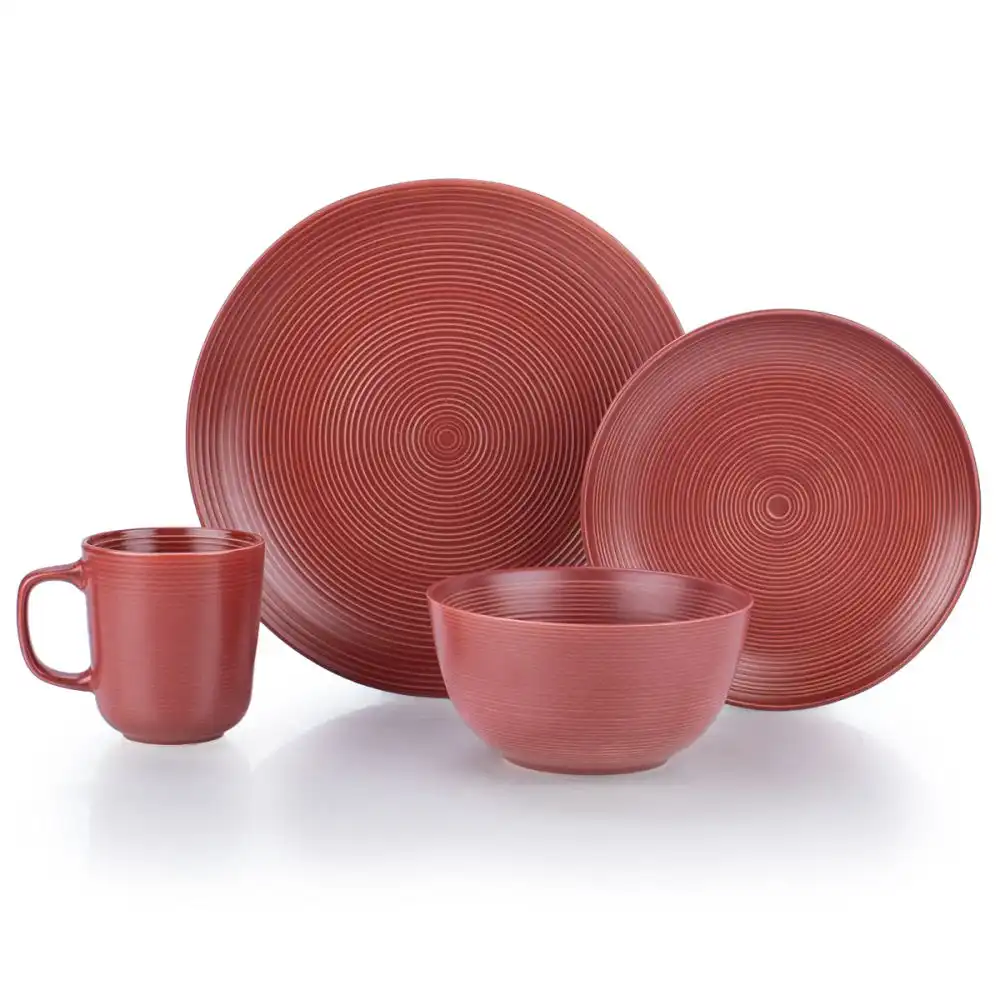 Alternative view of Everything Kitchens Deep Matte 16-Piece Dinnerware Set | Red