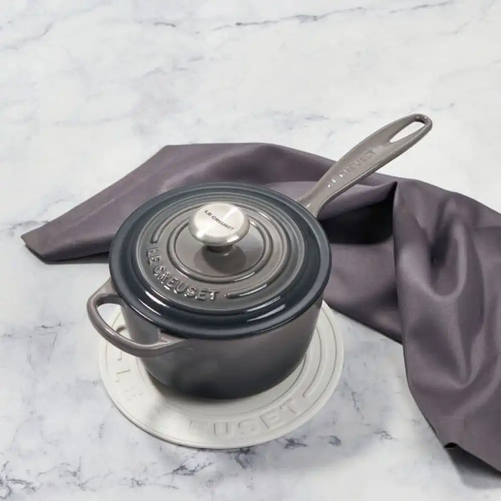Alternative view of Le Creuset 1.75 Qt. Signature Enameled Cast Iron Saucepan with Stainless Steel Knob | Oyster Grey