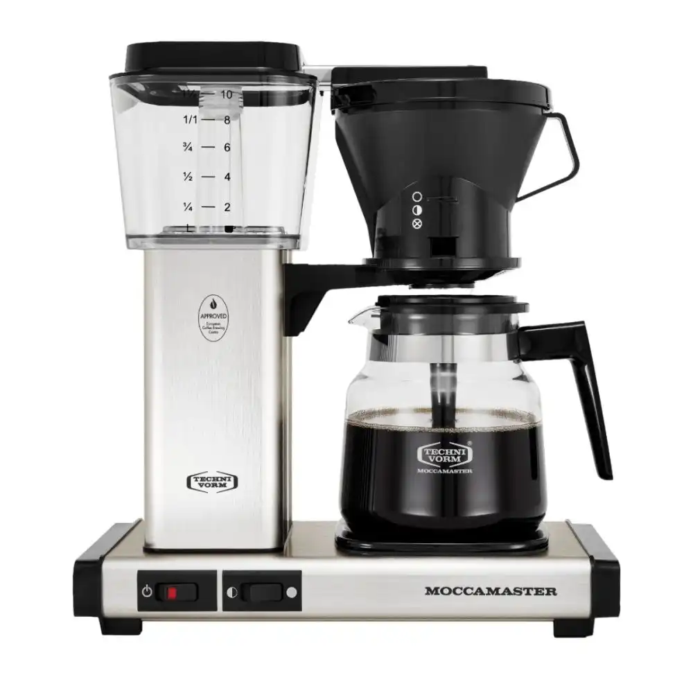 Moccamaster KB Manual-Adjust Drip-Stop Coffee Maker (40 oz Glass Carafe) | Brushed Silver