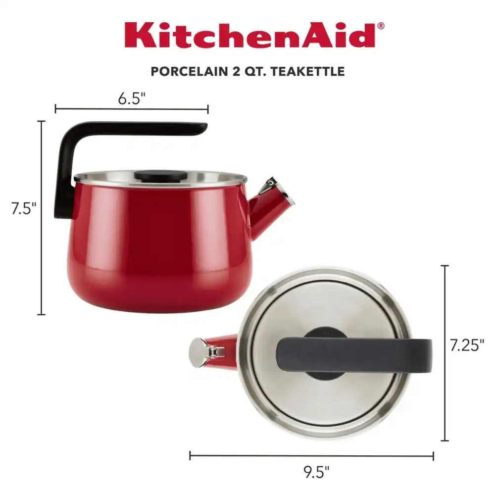 Alternative view of KitchenAid Enameled-on-Steel 2 Quart Tea Kettle | Red