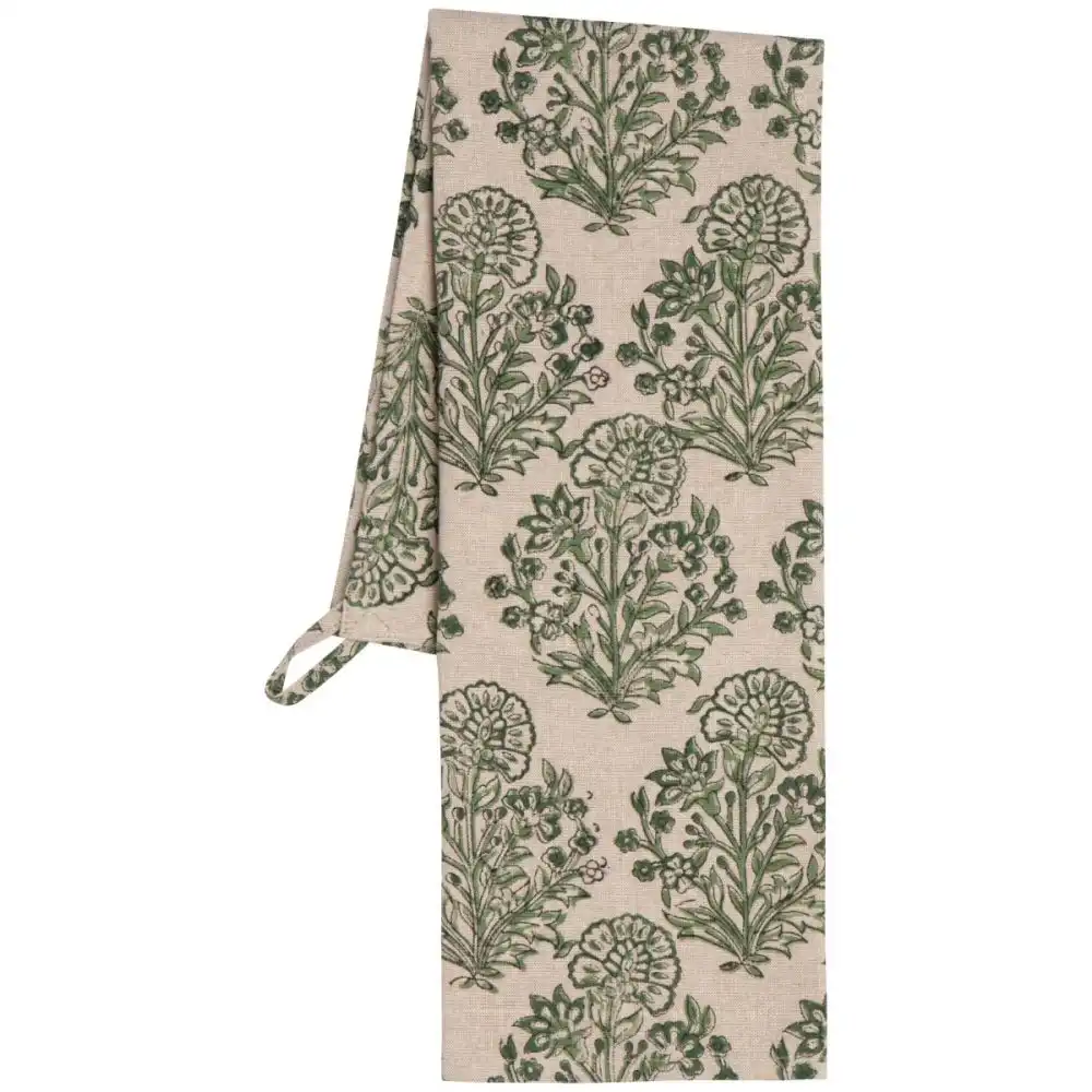 Alternative view of Danica Heirloom Block Print Dishtowel | Viridian