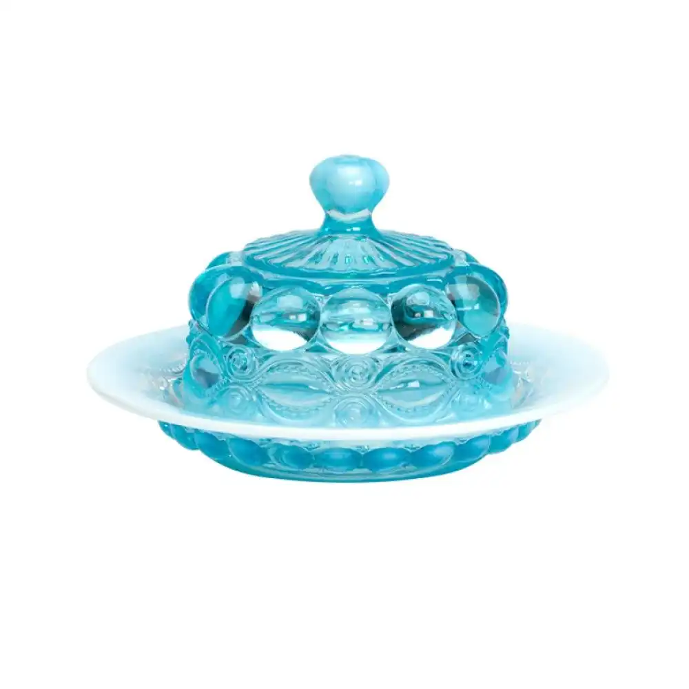 Mosser Glass Eye Winker Butter Dish | Aqua Opal