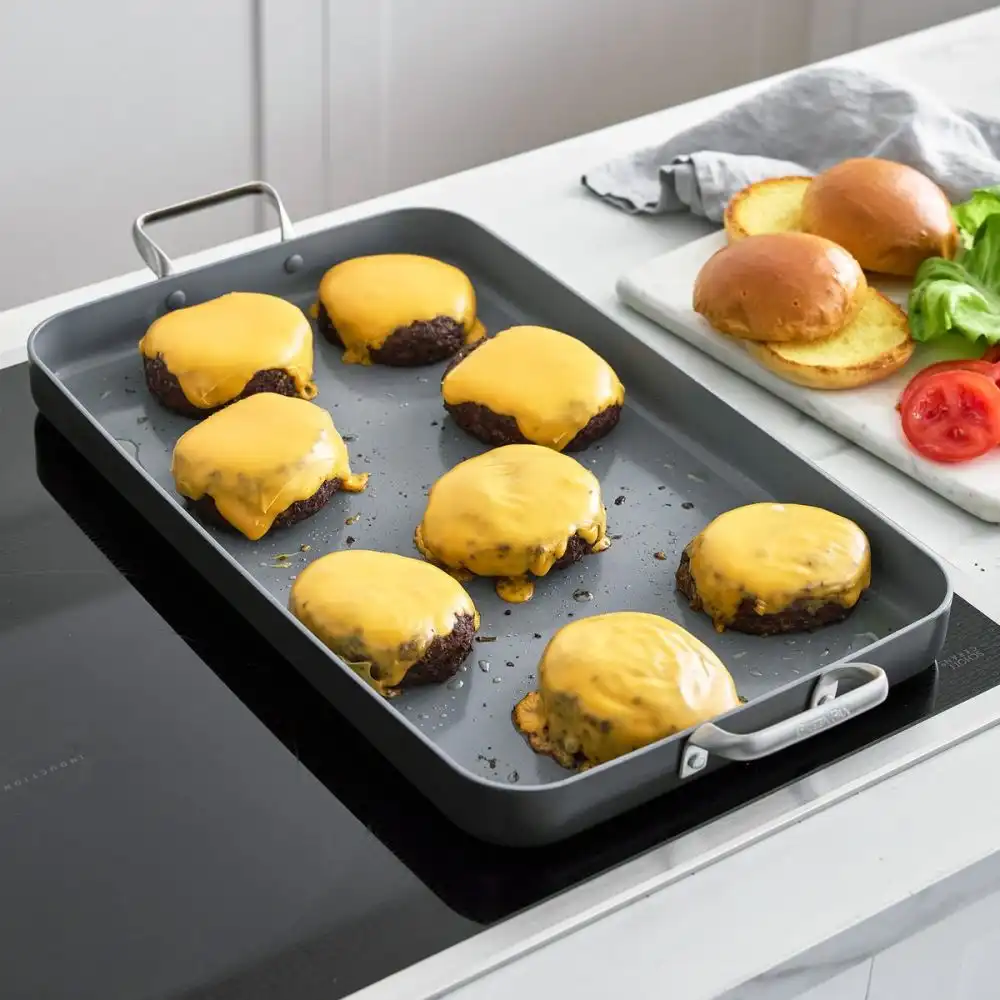 Alternative view of GreenPan Valencia Pro 18" x 11" Double Burner Griddle