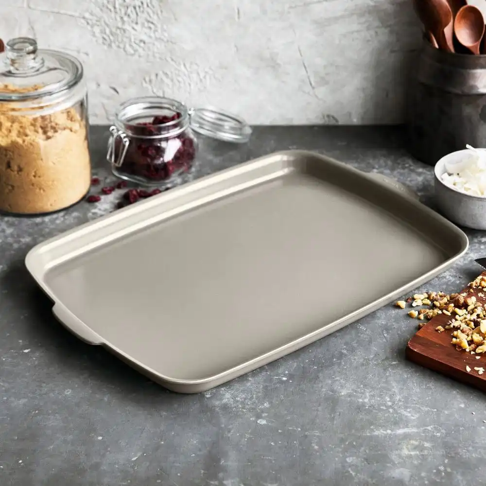 Alternative view of GreenPan Premiere Ovenware Ceramic Nonstick 18" x 13" Half Sheet Baking Pan | Taupe