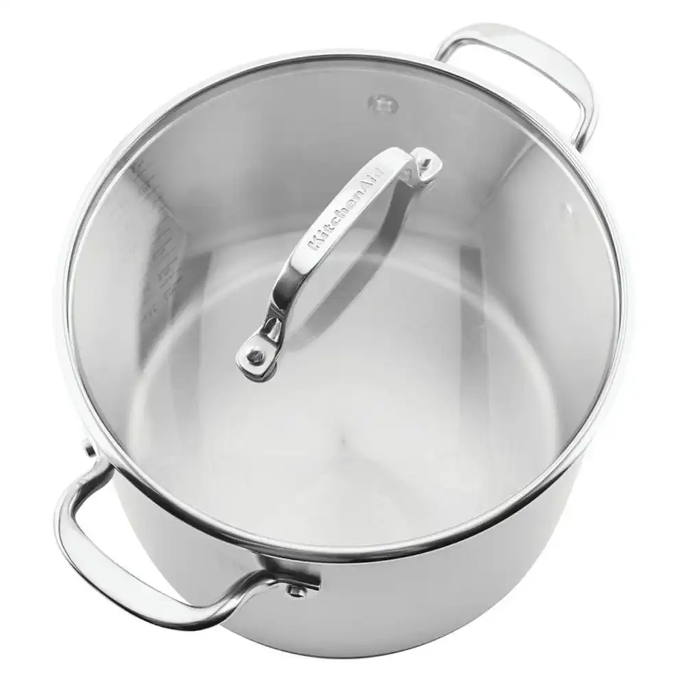 Alternative view of KitchenAid Stainless Steel 3-Ply Base Stockpot with Lid | 8 Qt.