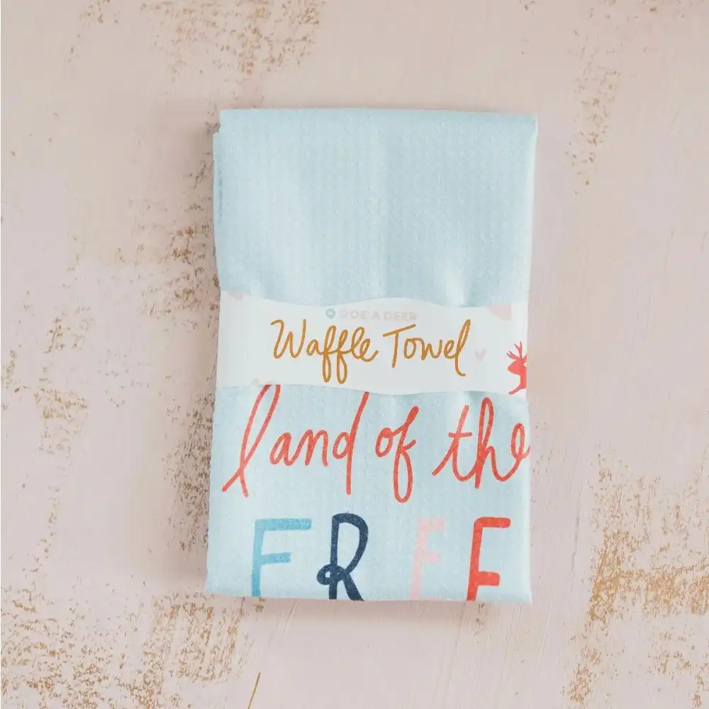 Alternative view of Doe A Deer Land of the Free Americana Waffle Towel