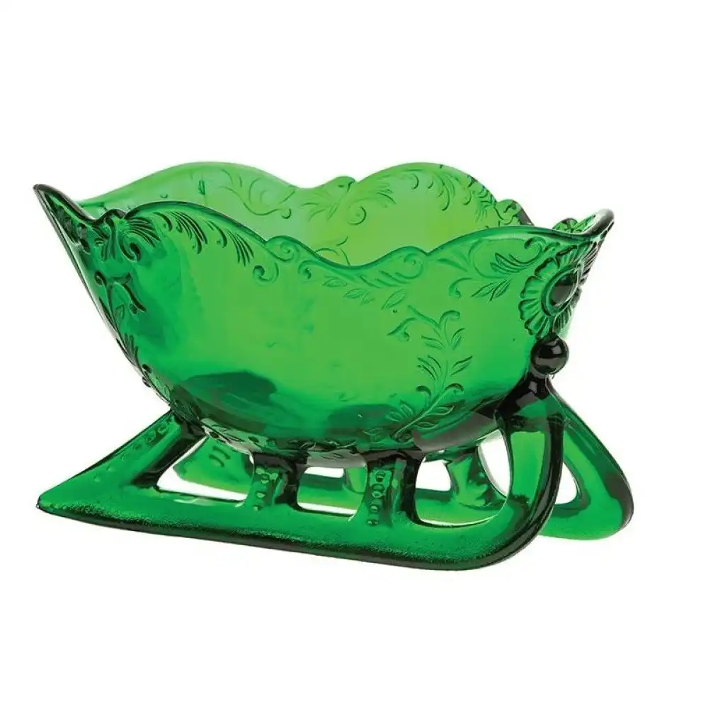 Mosser Glass Holiday Collection Sleigh Figurine | Hunter Green