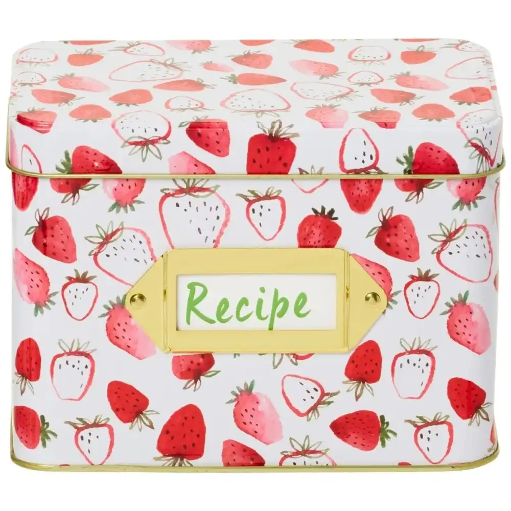 Alternative view of C.R. Gibson Tin Recipe Box & Cards | Strawberry Fields