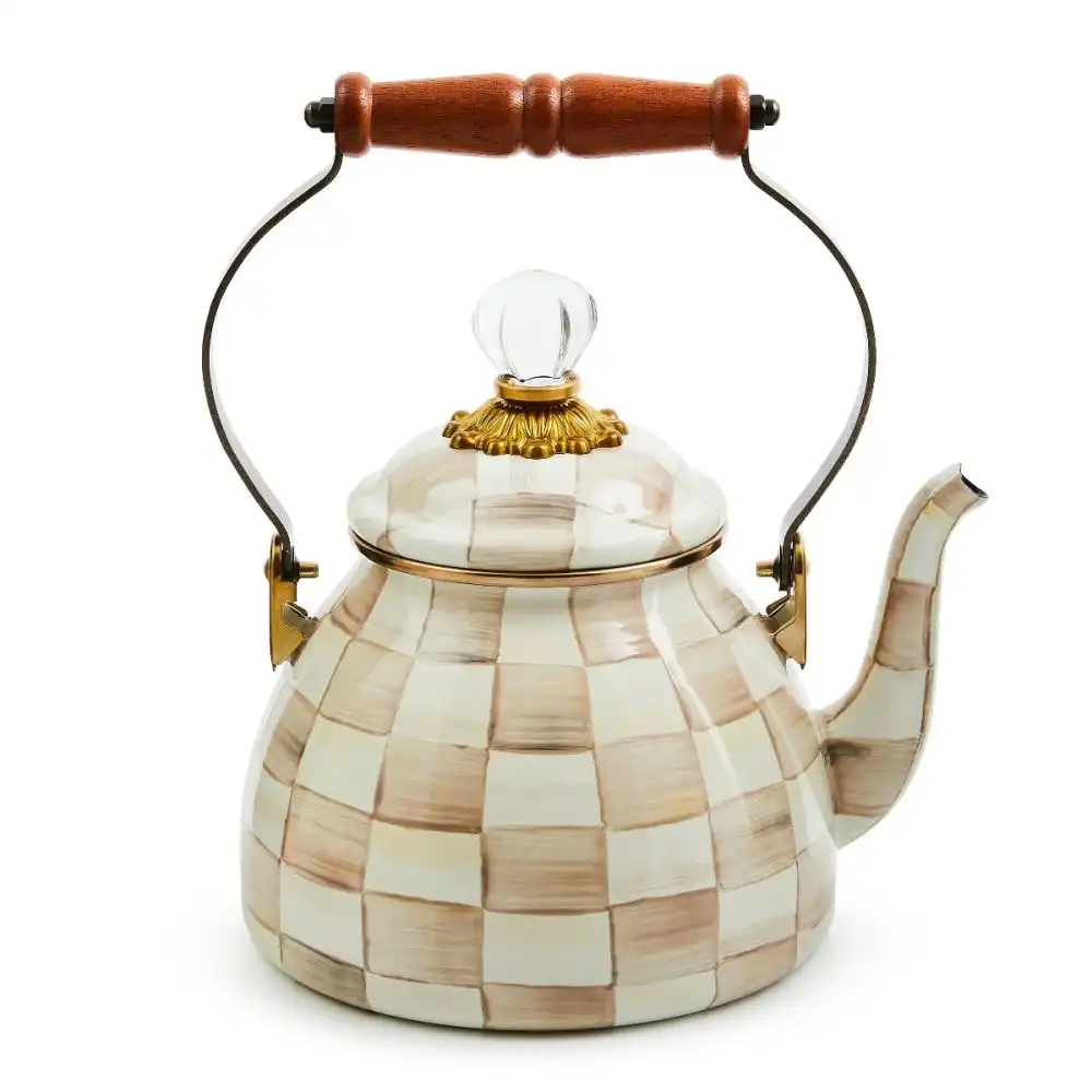 MacKenzie-Childs Mocha Check 3 Qt. Tea Kettle