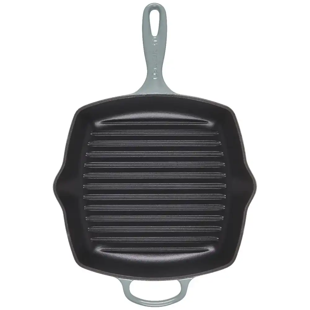 Alternative view of Le Creuset 10.25" Square Signature Cast Iron Grill Skillet | Sea Salt