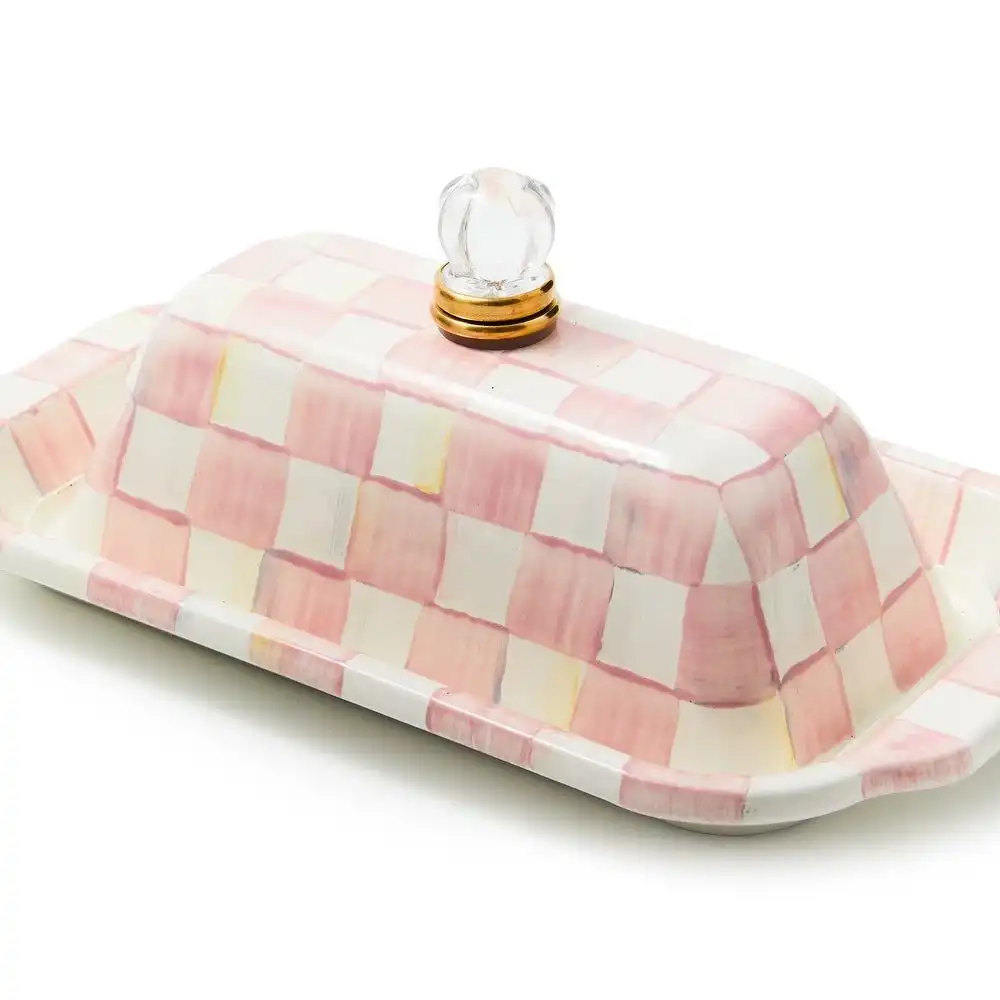 Alternative view of MacKenzie-Childs Rosy Check Butter Box