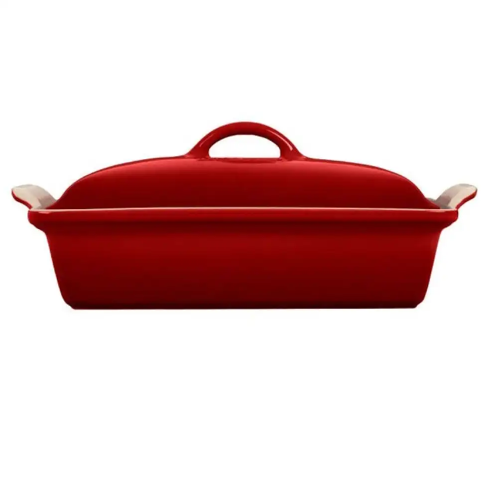 Alternative view of Le Creuset 4 Qt. Rectangular Heritage Covered Casserole | Cerise/Cherry Red