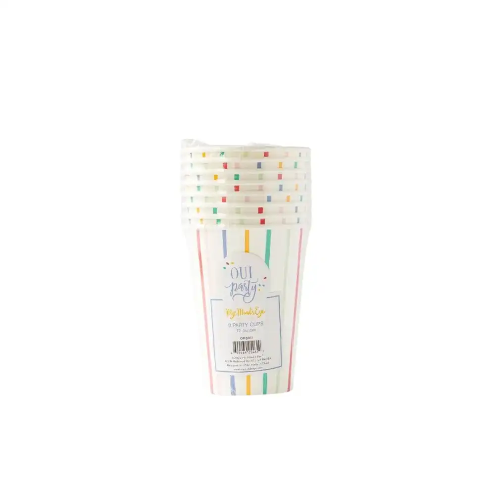 Alternative view of My Mind's Eye 8-Piece 12oz Oui Party Birthday Paper Party Cups
