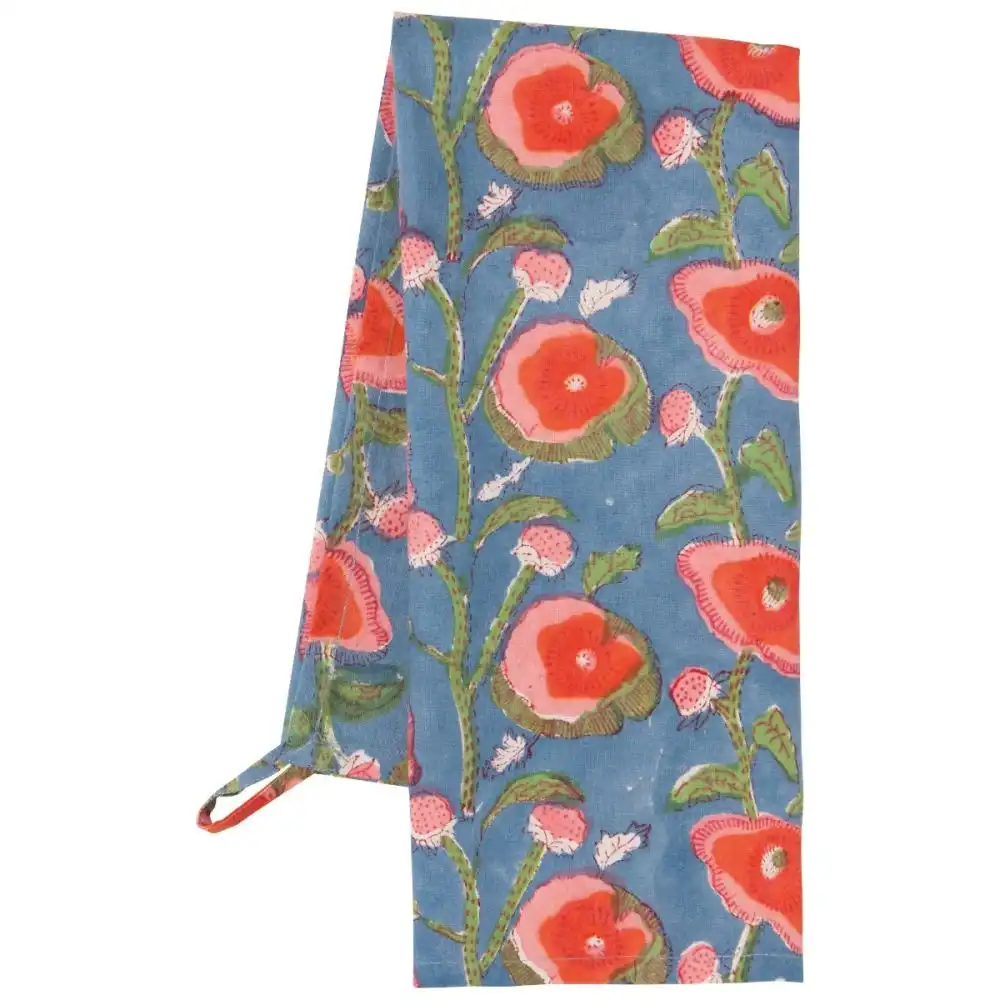 Alternative view of Danica Heirloom Block Print Dishtowel | Poppy