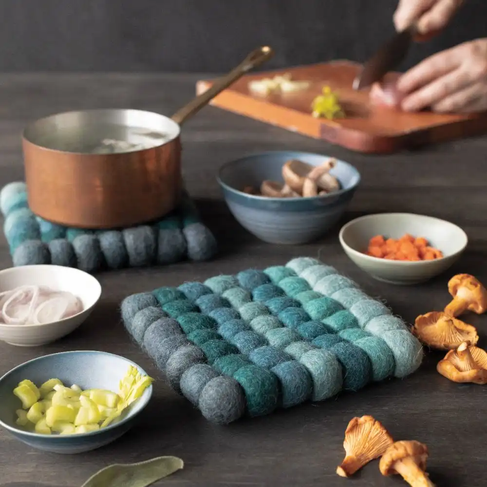 Alternative view of Danica Heirloom 6" x 6" Dot Trivet | Lagoon Ombre