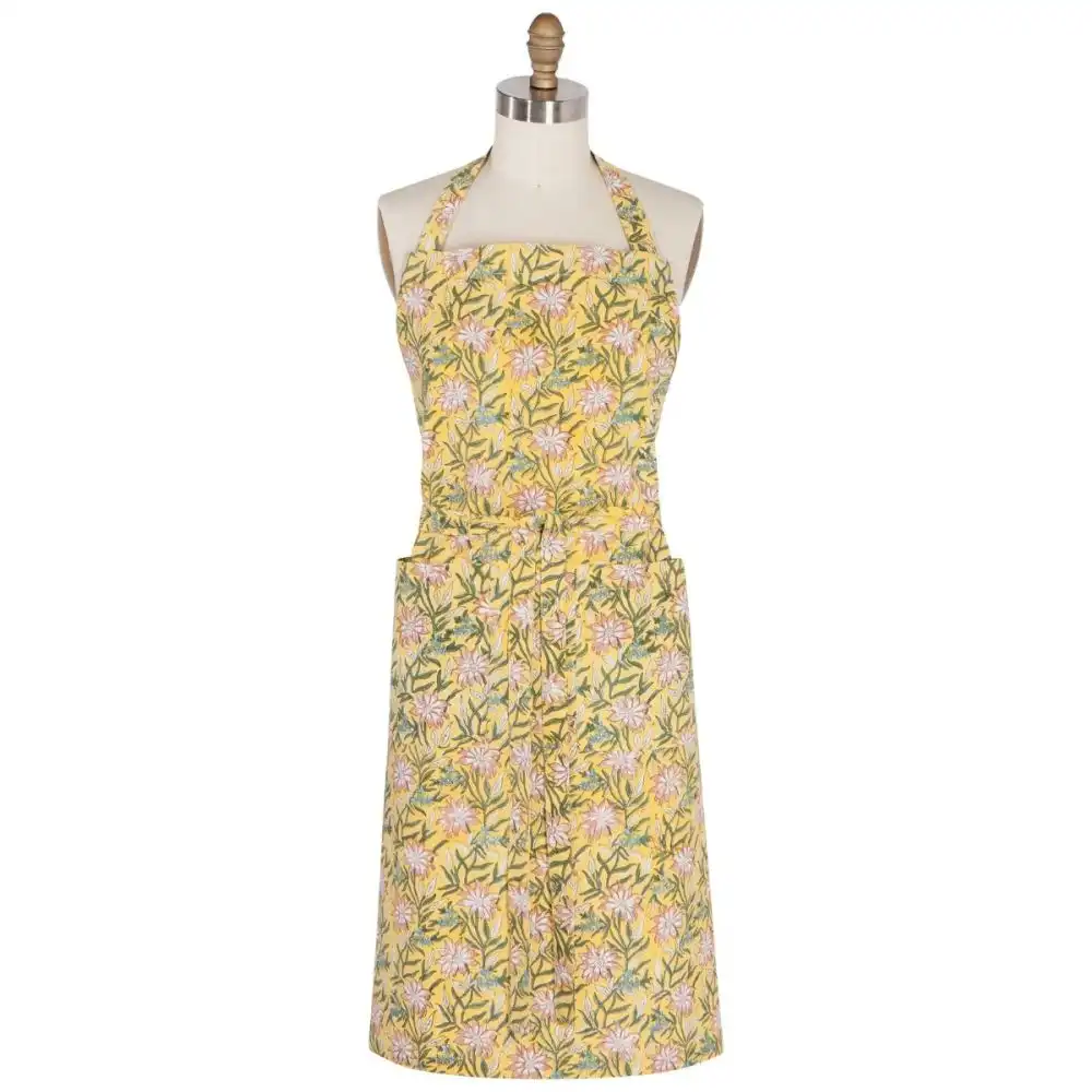 Danica Heirloom Block Print Apron | Clematis