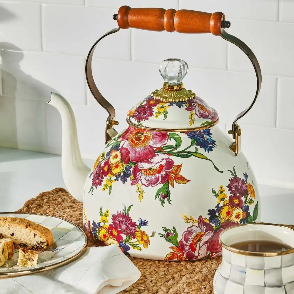 Alternative view of MacKenzie-Childs White Flower Market 3 Qt. Tea Kettle
