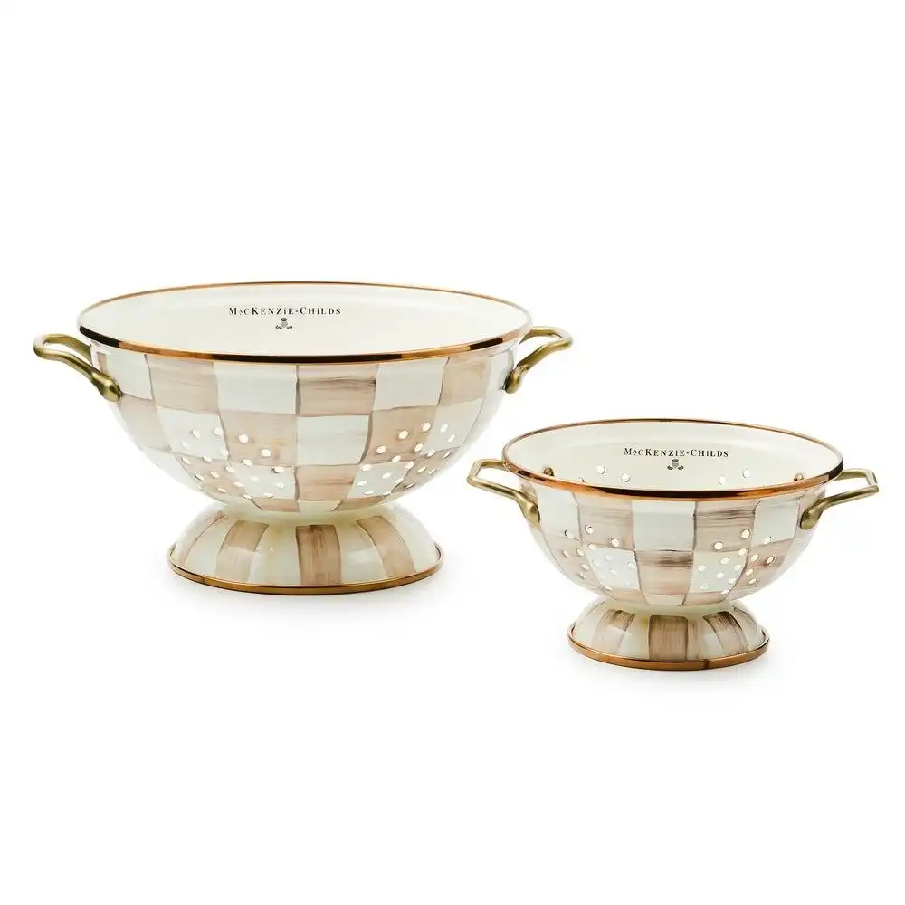 Alternative view of MacKenzie-Childs Mocha Check 2.75 Qt. Large Colander