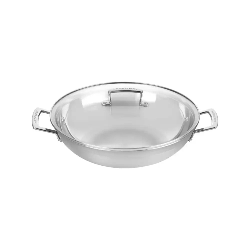 Le Creuset Classic Stainless Steel 4.5 Qt. Wok with Glass Lid