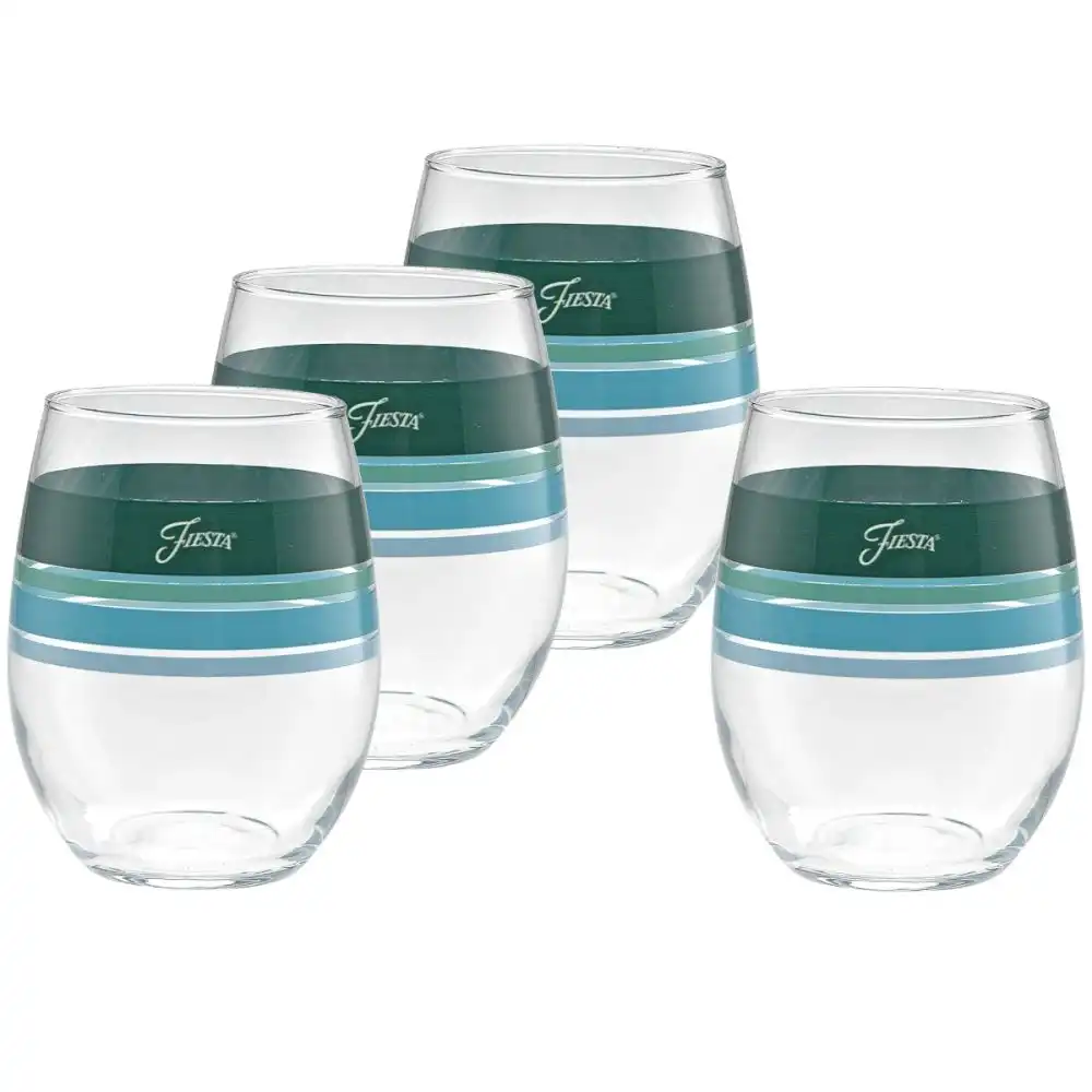 Fiesta® 15oz Stemless Wine Glasses (Set of 4) | Edgeline Aegean
