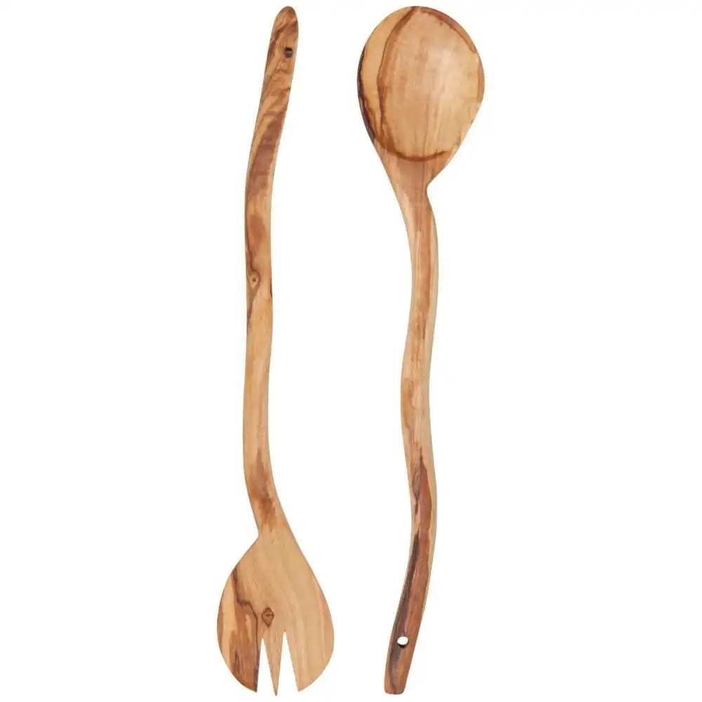 Danica Heirloom Wavy Salad Servers (Set of 2) | Olive Wood