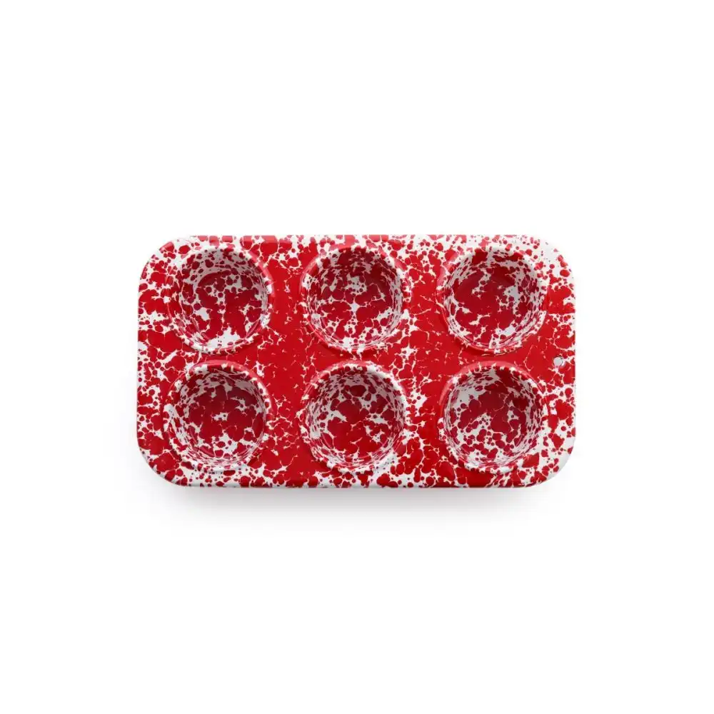 Alternative view of Crow Canyon 6-Cup Muffin Pan | Red Splatter
