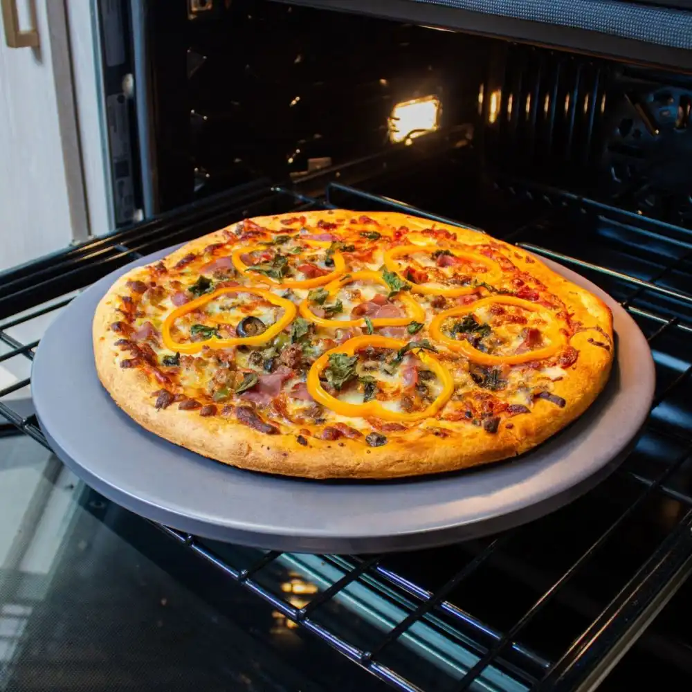Alternative view of Old Stone Glazed 16" Round Pizza Stone | Grey
