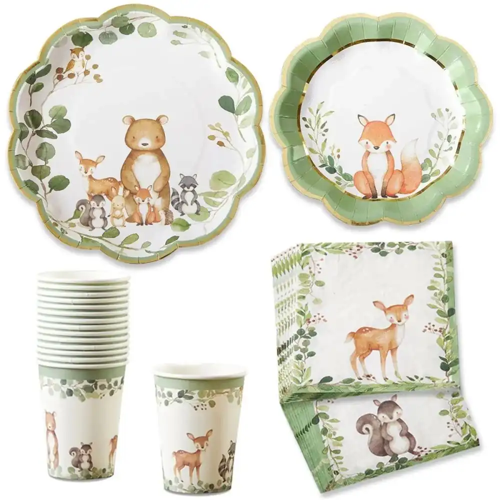 Kate Aspen Woodland Baby 78-Piece Party Tableware Set