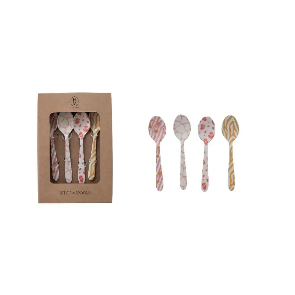 Alternative view of Hazel Mazel 5.25" Enameled Stainless Steel Spoons (Set of 4) | Animal Print