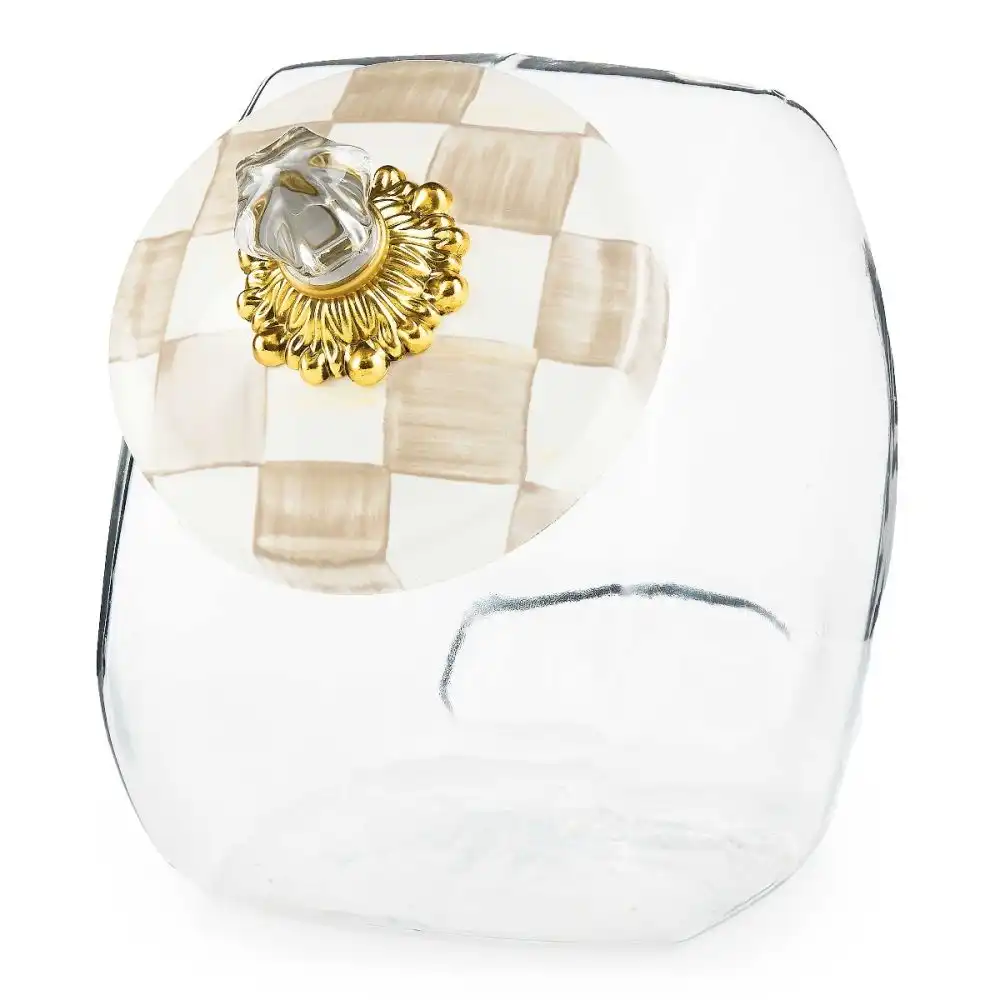MacKenzie-Childs Cookie Jar with Mocha Check Lid