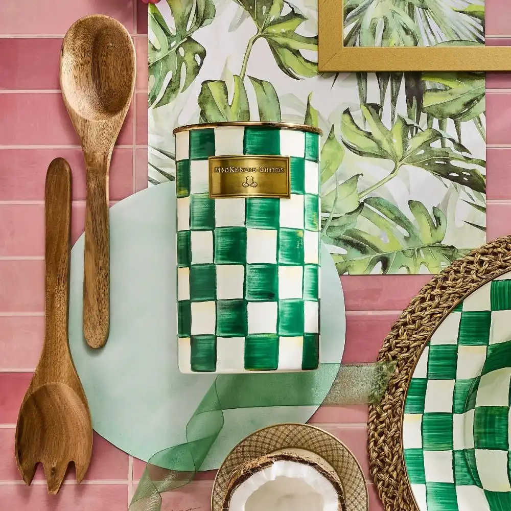 Alternative view of MacKenzie-Childs Emerald Check Utensil Holder