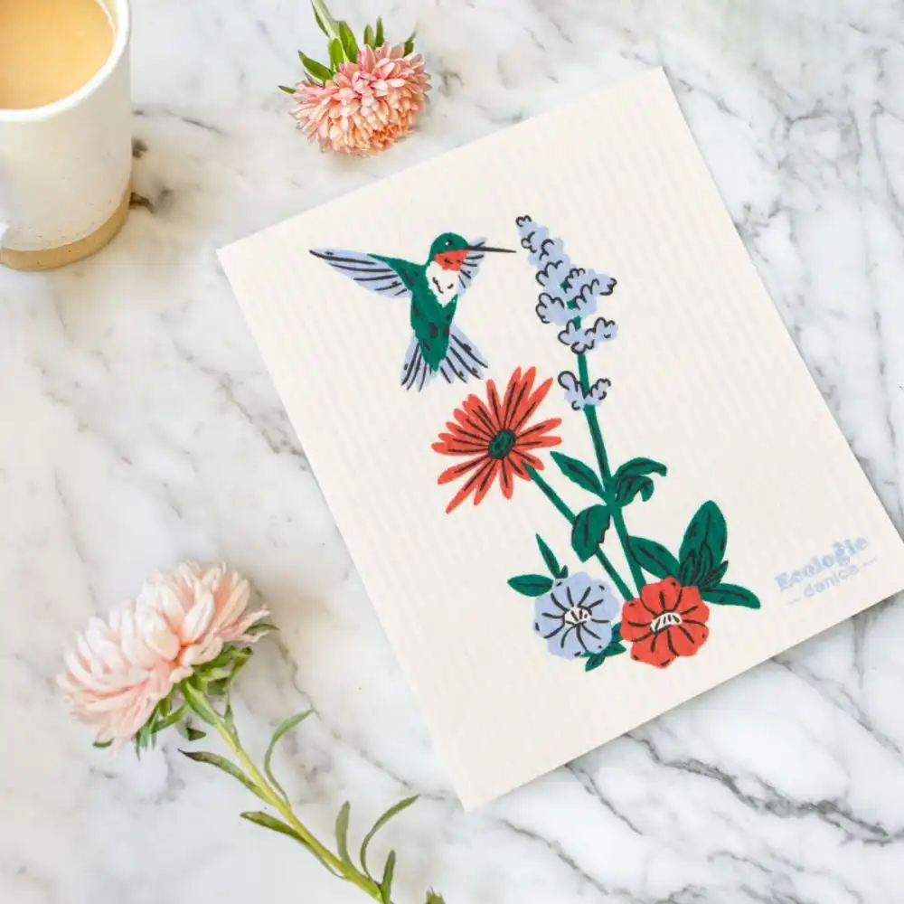 Alternative view of Ecologie by Danica Swedish Sponge Dish Cloth | Hummingbird Floral