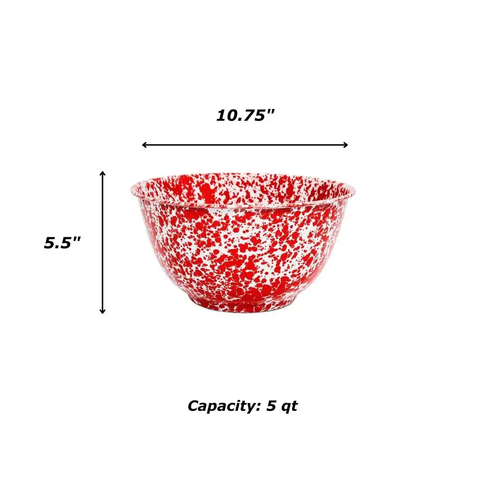 Alternative view of Crow Canyon 5 Qt Large Serving/Salad Bowl | Red Splatter