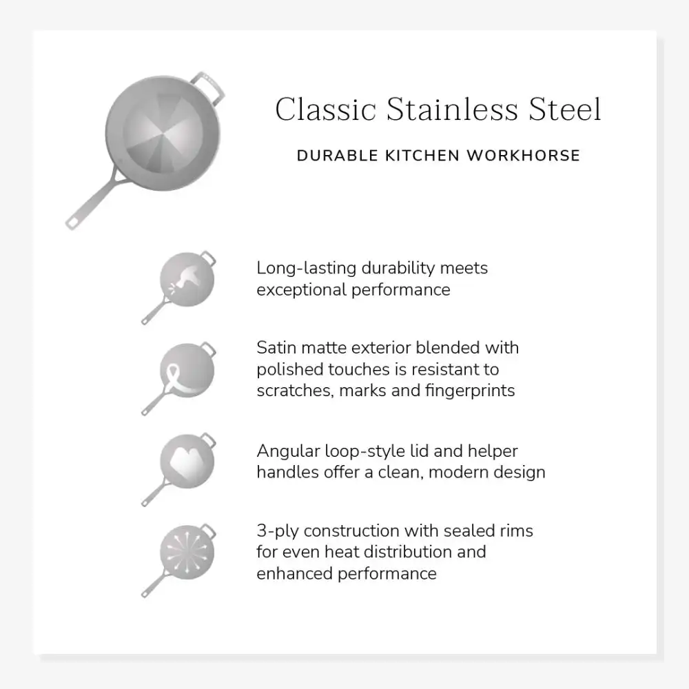 Alternative view of Le Creuset Classic Stainless Steel 6 Qt. Round Saute Pan with Lid