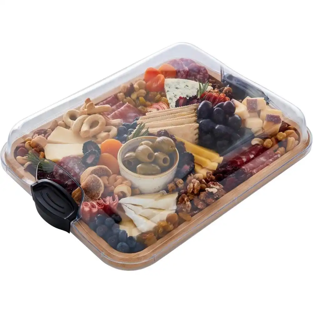 Farberware Build-A-Board 1-Compartment 11" x 14" Travel Charcuterie Board | Bamboo