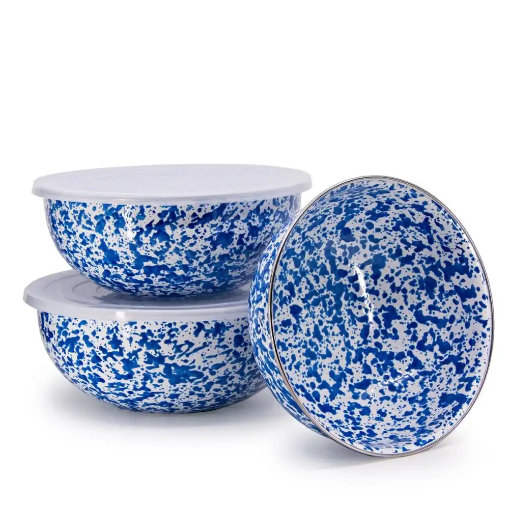 Alternative view of Crow Canyon 3-Piece Multi-Purpose Bowl Set with Lids | Blue Splatter