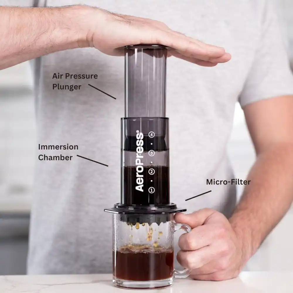 Alternative view of AeroPress Tinted Clear Coffee Press | Black
