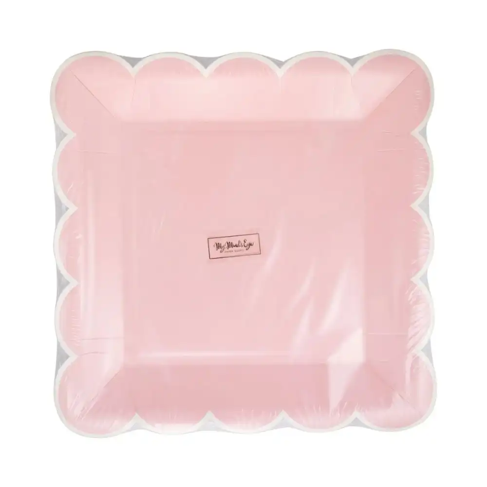 Alternative view of My Mind's Eye 8-Piece 9" Scalloped Square Paper Plates | Pink