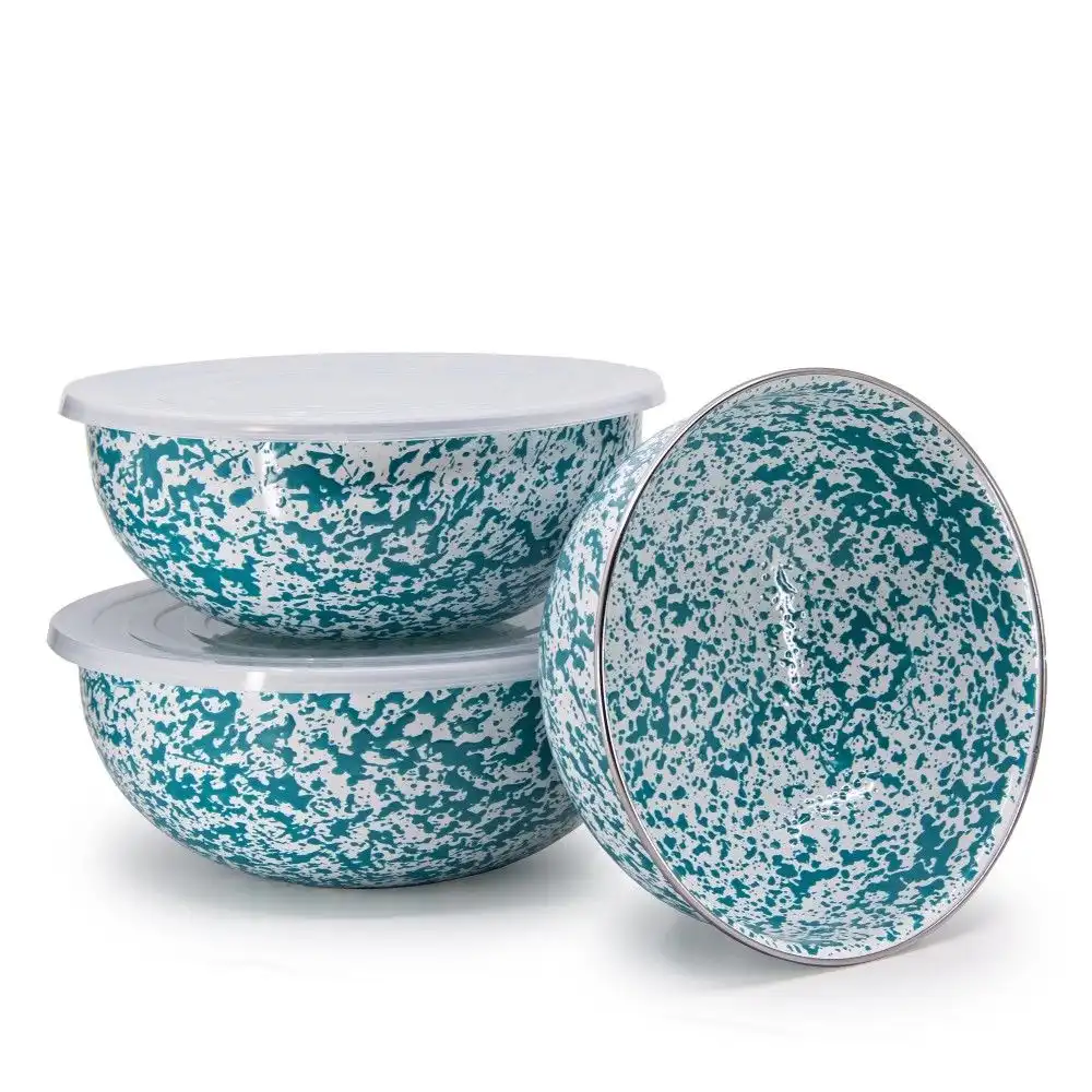 Alternative view of Crow Canyon 3-Piece Multi-Purpose Bowl Set with Lids | Turquoise Splatter