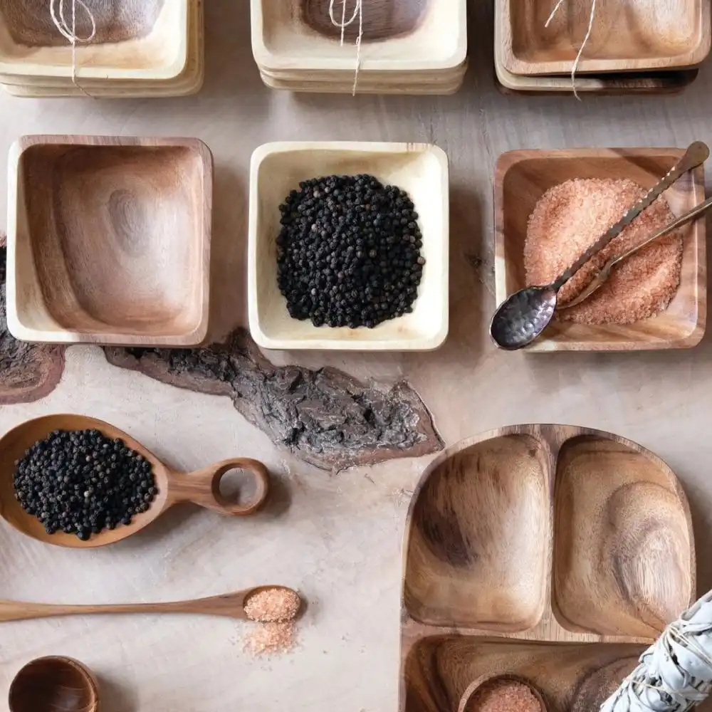 Alternative view of Creative Co-Op Acacia Wood Pinch Bowls | Set of 3