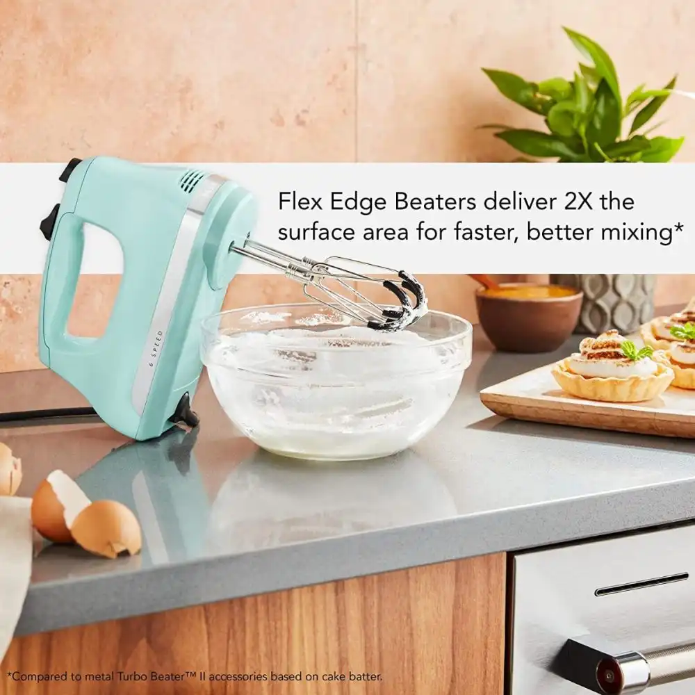 Alternative view of KitchenAid 6-Speed Hand Mixer with Flex Edge Beaters | Ice Blue