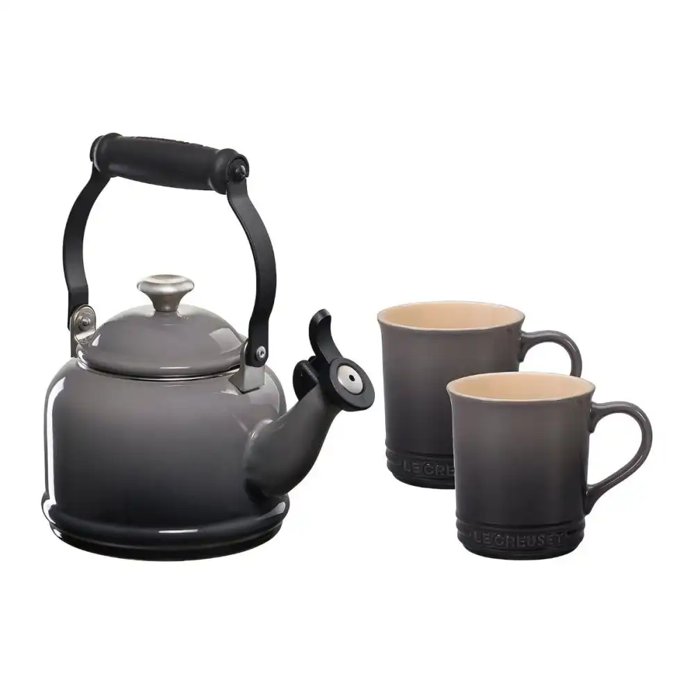 Le Creuset 1.25 Qt. Demi Kettle Tea Pot & Mugs Set | Oyster