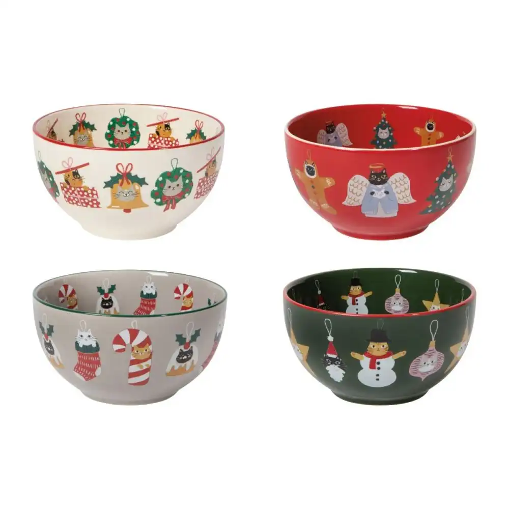 Danica Jubilee 14oz Christmas Everyday Bowls (Set of 4) | Bauble Cats
