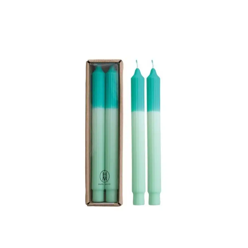 Hazel Mazel 10" Tapered Candle Sticks (Set of 2) | Teal & Mint Pleated