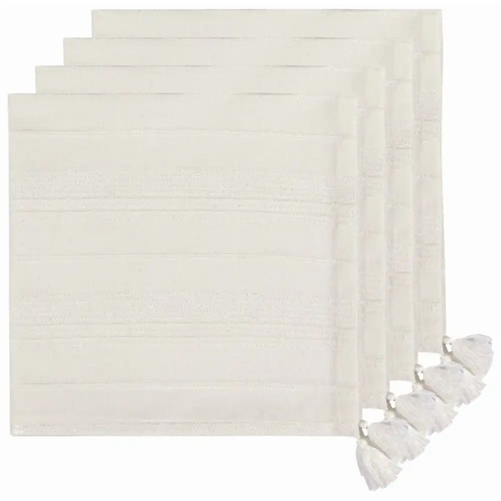 Danica Heirloom 19" x 19" Woven Napkins with Tassels (Set of 4) | Blanca