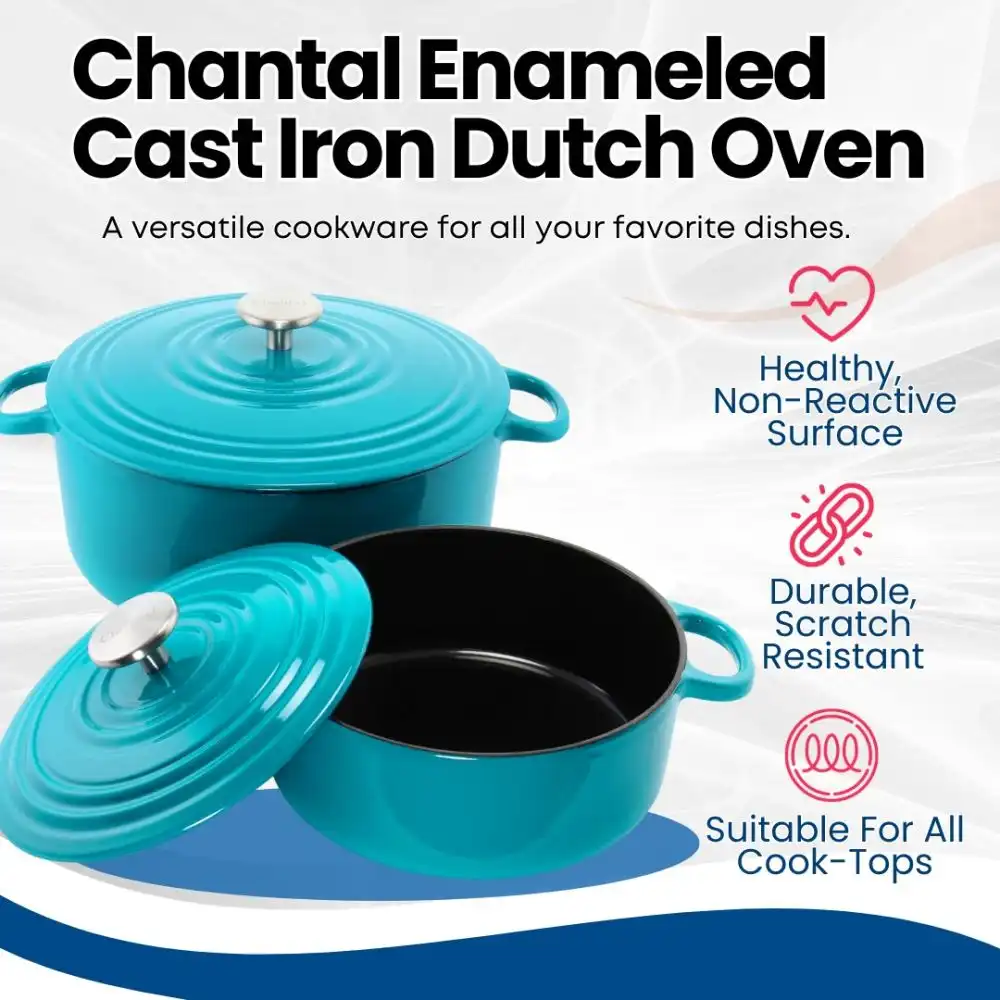 Alternative view of Chantal 3 Qt. Round Cast Iron Dutch Oven | Sea Blue